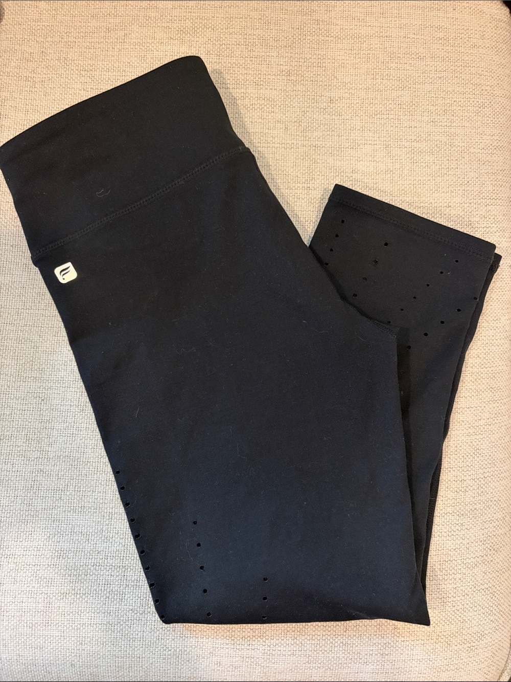 Fabletics Black Athletic Leggings with Perforated Detail